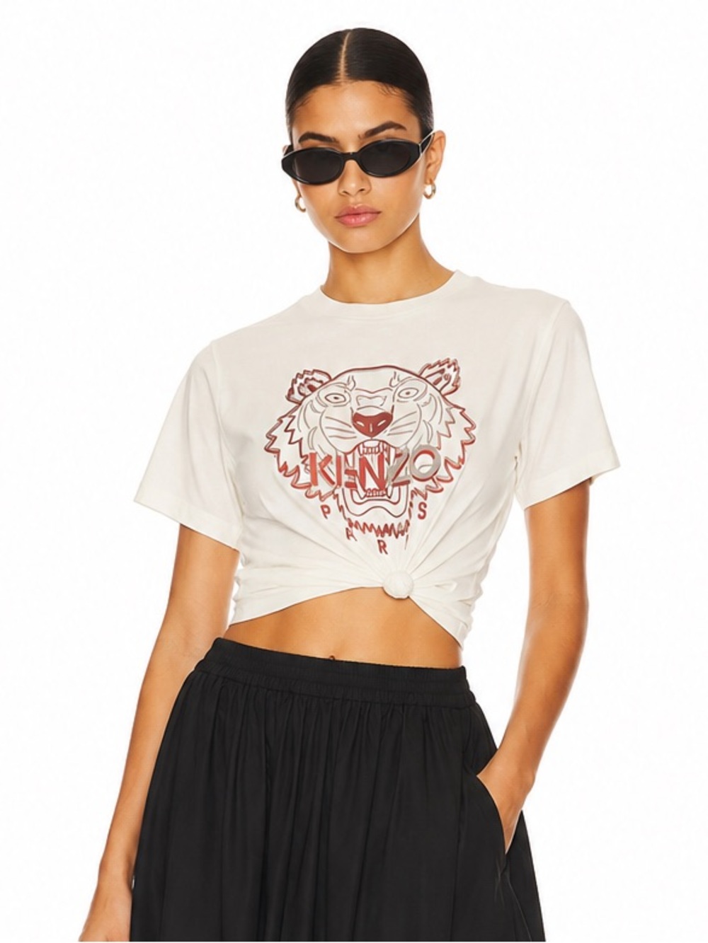 KENZO Paris Tiger Graphic Tee White Cotton Designer T Shirt Size Small
